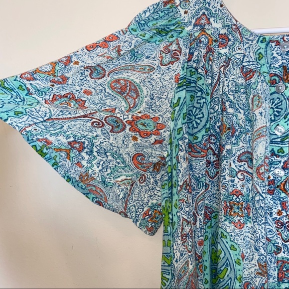 Go softly patio women’s teal patterned mumu sz S. - Picture 6 of 11